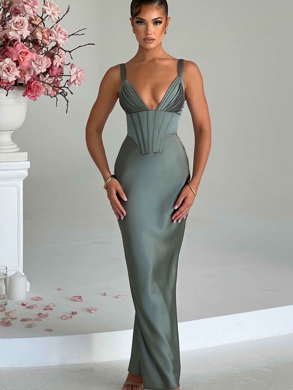 Babyboo Shae Maxi Dress in Sage Green